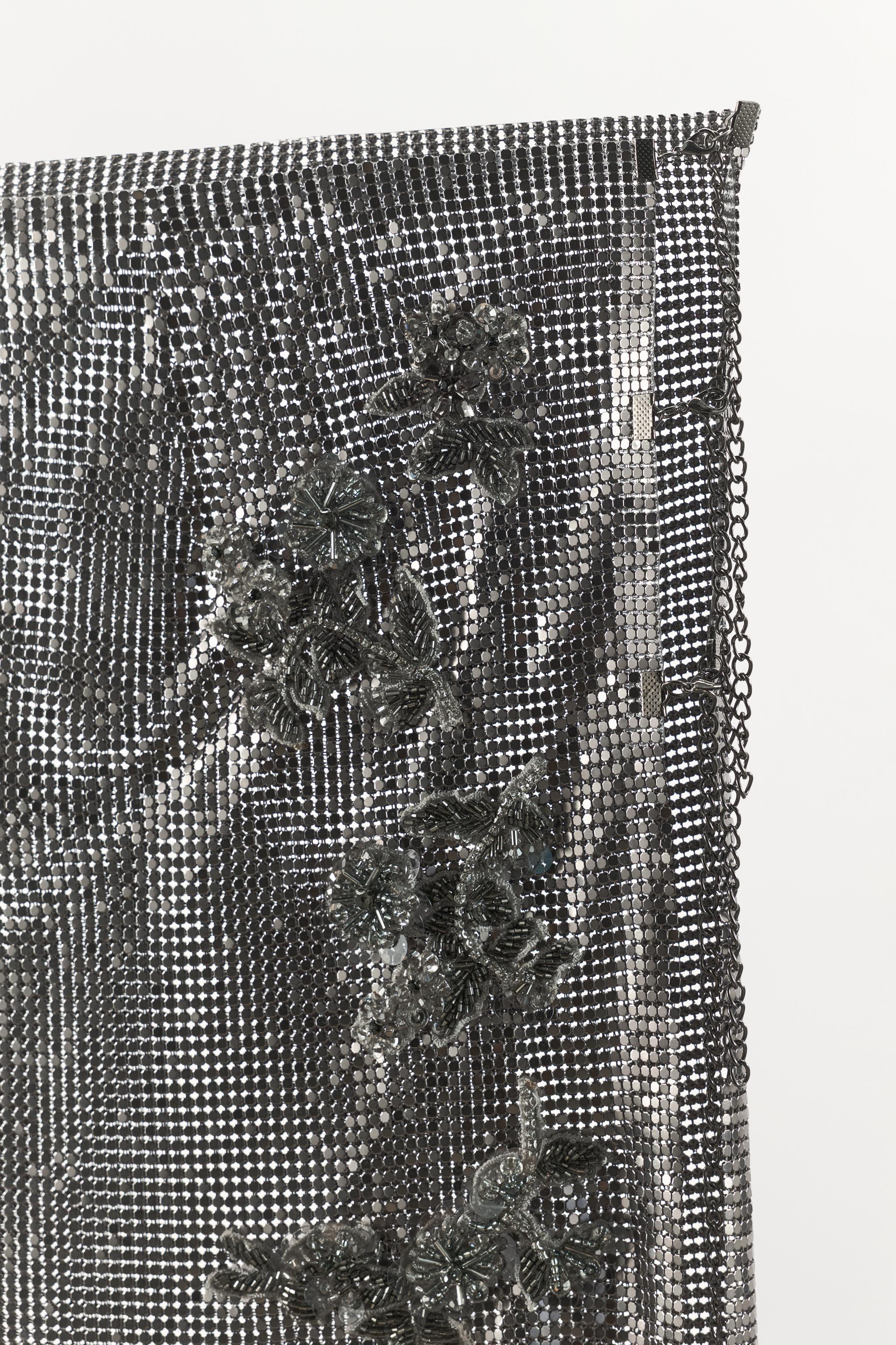 BEADED FLORAL MESH MINI SKIRT